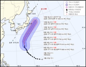 태풍 민들레, 새 이동경로 발표…오키나와→도쿄 이동 예정