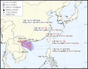 17호 태풍 라이언록, 8일 베트남 다낭 해상 예정…이동 경로 보니