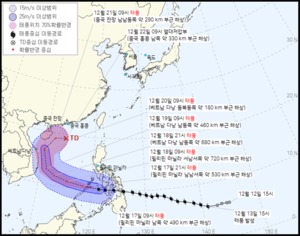 2021 22호 태풍 라이, 필리핀 마닐라→베트남 다낭 이동 경로 보니