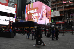트와이스 사나, 美 타임스퀘어 대형 전광판 장식…글로벌 &apos;원스&apos;의 생일선물