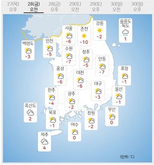 [내일날씨] 아침 전국 영하권…경기북부·강원내륙 -10도 이하