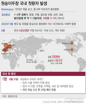 원숭이두창 증상과 예방법은?…유럽 86.6%·북미 11.4%