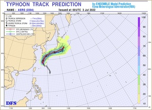 제4호 태풍 &apos;에어리&apos; 이동경로 일본 규슈 방향으로 변동…제주 4일 비·바람 영향