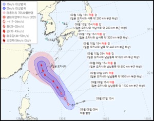 12호 태풍 무이파, 일본 오키나와 해상…이동 경로 보니