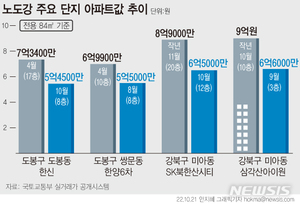 노도강 대단지 국평 5억원대 거래 속출…영끌족 패닉