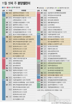 [분양캘린더]11월 셋째 주 9567가구 분양…견본주택 4곳 개관