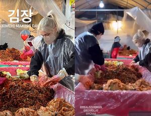 스테파니 미초바, 김장 삼매경…남편 &apos;♥빈지노&apos;도 동참