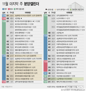 [분양캘린더]11월 마지막 주 4633가구 분양…견본주택은 한 곳만 개관