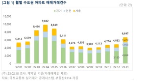 1월 수도권 아파트 거래량 36% 증가…시세 하락에 9억원 이하 중저가 위주 매매