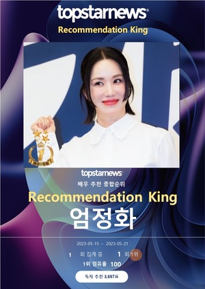 엄정화 독자추천 첫 1위, 아이유·이동욱·배우 김소연·류수영 TOP5…김우빈·유리·송혜교·김태희·명세빈 뒤이어[독자추천 배우 순위]