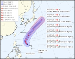 3호 태풍 구촐, 9일 일본 이동…새 이동 경로 보니