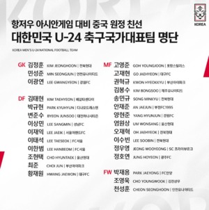 ‘아시안게임 대비’ U-24 한국 VS 중국, 중계 채널→소집 명단 관심