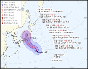 7호 태풍 란, 15~16일 규슈 접근…광복절에 일본 본토 강타