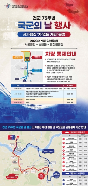 서울시, 오늘(26일) 국군의 날 행사…서울공항-숭례문-광화문 차량 통제