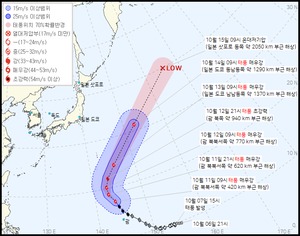 15호 태풍 볼라벤, 괌→일본 도쿄 이동 예정…새 경로 발표