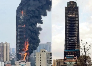 중국 42층 초고층 건물 집어삼킨 화재 원인은 &apos;담배꽁초&apos;
