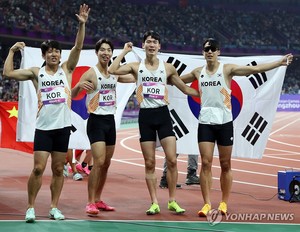 한국남자 400ｍ 계주, 아시아릴레이 2위…올림픽행 도전 이어가