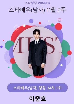 11월 2주 스타배우(남자) 1위는 이준호…김남길·남궁민 뒤이어(스타랭킹)