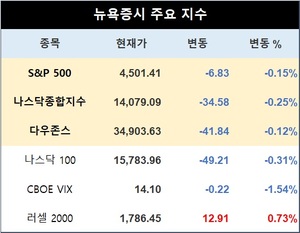 미국 뉴욕증시 장초반 하락 출발…S&P 0.15%↓·나스닥종합 0.25%↓·다우존스 0.12%↓