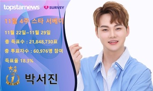 11월 4주 스타서베이 총득표수 1억 2020만표, 총투표자수 연인원 34만 4,041명…박서진·황영웅·최수호·진해성·리베란테·포르테나·김희재·장민호·영탁·박지현 TOP10(종합)