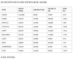 개미들 올해 들어 4조원대 순매수…상위 10개株 주가 평균 15%하락