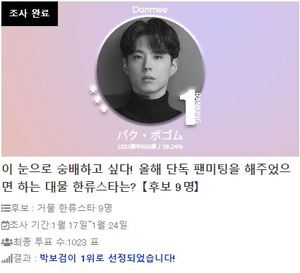 박보검, &apos;올해 단독 팬미팅을 해주었으면 하는 대물 한류스타는?&apos; 1위…이민호·이동욱·박서준·공유 뒤이어(일본 단미)