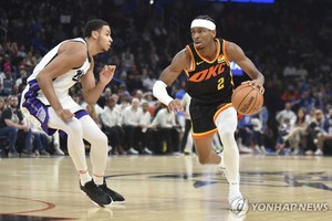 길저스알렉산더 38점…OKC, 새크라멘토 꺾고 NBA 서부 3위 도약