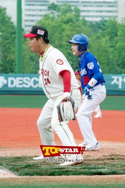 고유진(Ko Yu Jin), ‘도루 할까?말까?’…스타리그 ‘개구쟁이-폴라베어’ 야구경기 현장 [KSTAR PHOTO]