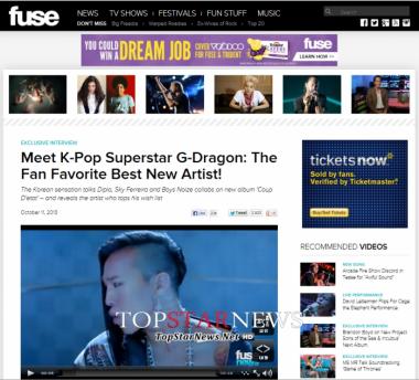 지드래곤(G-Dragon), 미국 퓨즈티비(Fuse tv)에서 ‘베스트 뉴 아티스트’ 우승
