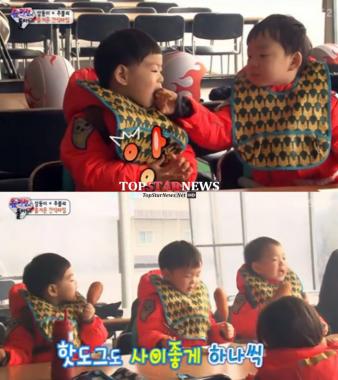 ‘슈퍼맨이 돌아왔다’ 삼둥이-추사랑, 폭풍 ‘먹는 방송’…‘귀여워’