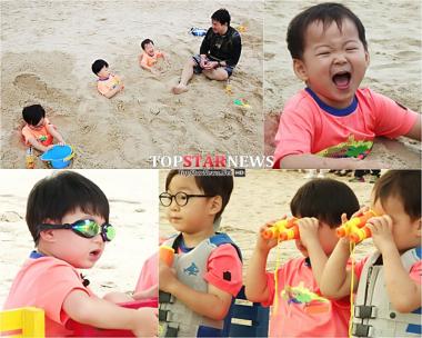 ‘슈퍼맨이 돌아왔다’ 삼둥이, 파도와 ‘코믹 밀당’… ‘웃음 폭탄’