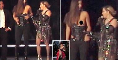 마돈나가 콘서트 무대에서 가슴을 노출 시킨 여성 팬의 ‘놀라운 반응’