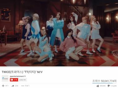 트와이스(TWICE), ‘TT’ 발매 22일만에 MV 5천만뷰 돌파… ‘대세 행보’