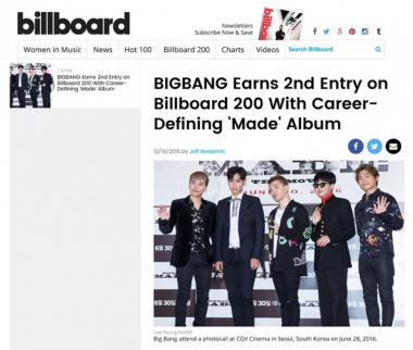 빅뱅(BIGBANG), 美 ‘Billboard 200’ 진입… ‘대박’