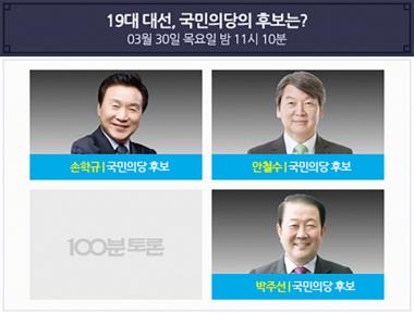 ‘100분 토론’ 안철수-손학규-박주선, ‘19대 대선 국민의당의 후보는?’