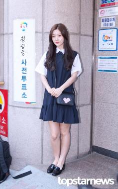 [HD포토] 다이아(DIA) 정채연, ‘사전투표 하러 왔어요’