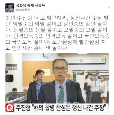 신동욱, 주진형에 “노란완장에 빨간완장 차고 인민재판 흉내 낸 꼴”