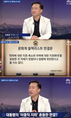 ‘뉴스룸’ 김종철 연세대 교수, 법원의 문화계 블랙리스트 판결문 비판 “대통령 위치 혼동”