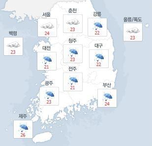 일기예보, 전국 대체로 흐리고 지역에 따라 비올것으로 전망… 강수량은?