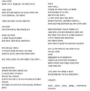 [근황] 김규리(김민선), MB정부시절 원세훈 국정원 블랙리스트에 들어가게 된 글 게재