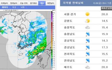 기상청 날씨예보, 전국적으로 비有+기온 뚝‥쌀쌀해요