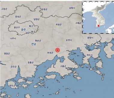 기상청 지진정보 서비스, “전남 보성군 동북동쪽 17km 지역에서 규모2.8 지진 발생”