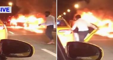 [토픽] 불길에 휩싸인 차, 여성 버리고 도망간 남성